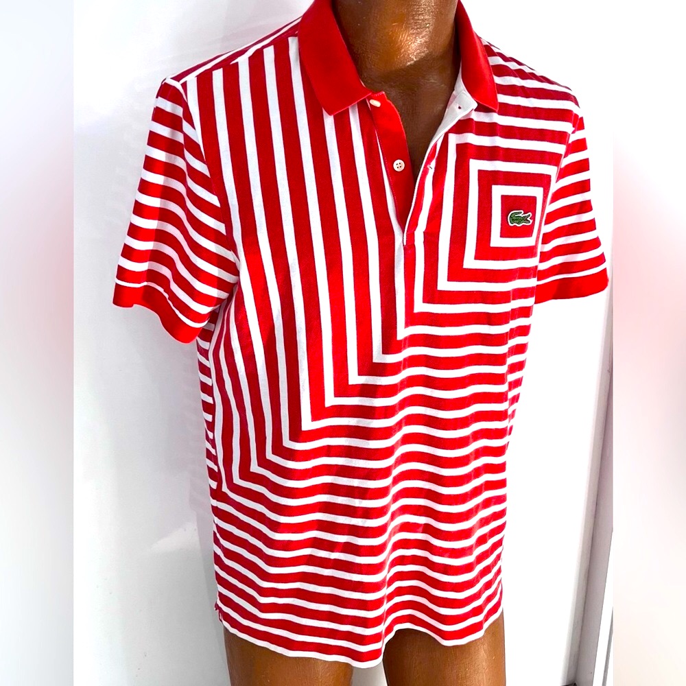 Lacoste Live Unisex Red White Striped Polo